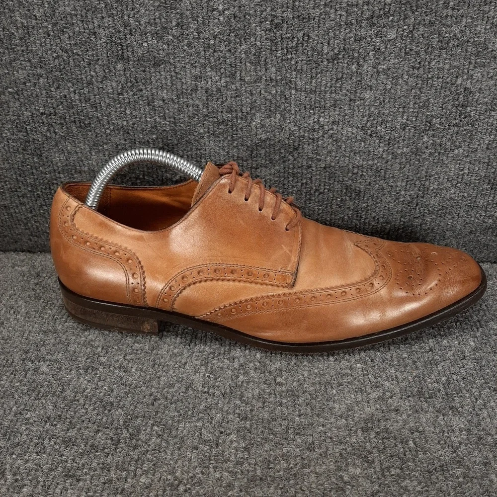 Massimo Matteo Cuoio Wingtip Leather Dress Shoes Men's Size 9M Made in Italy
